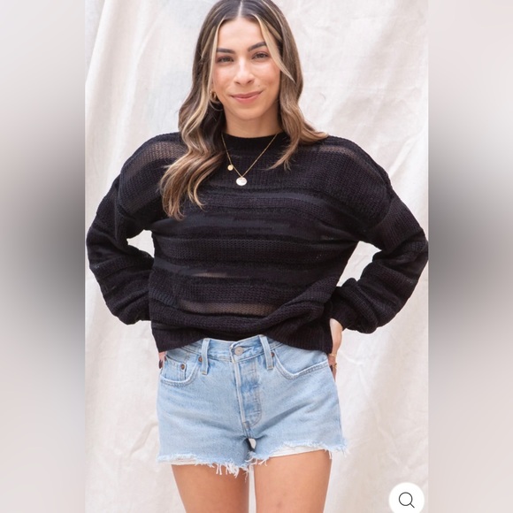 MINKPINK Sweaters - NWOT Minkpink Electric Feels Black Striped Sweater SMALL $45 OBO